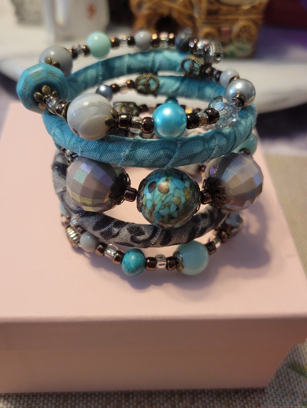 Turquoise Beaded Wrap Bracelet - Blue Turquoise Bracelet